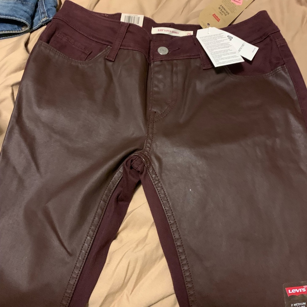 Womens Levi faux leather front jeans